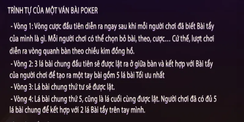 Trình tự một ván đầu bài Poker bet thủ nên nắm rõ